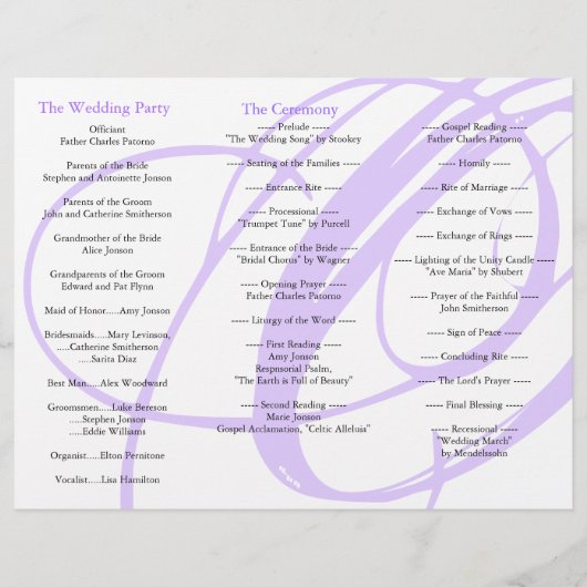 Hochzeitprogrammordner Twirl Lila Black (Rückseite)