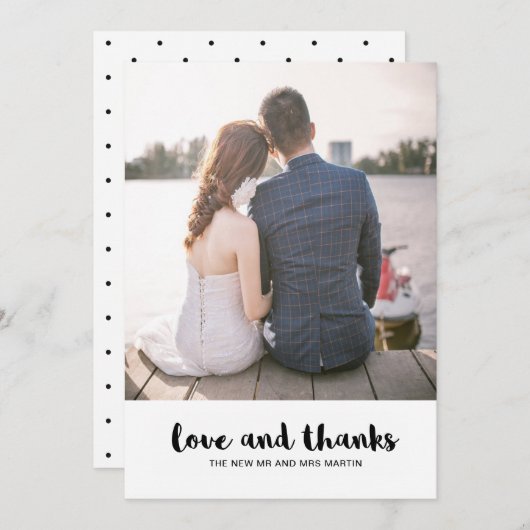 Hochzeitpunkte Liebe und Dank Foto Dankeskarte (Vorne/Hinten)