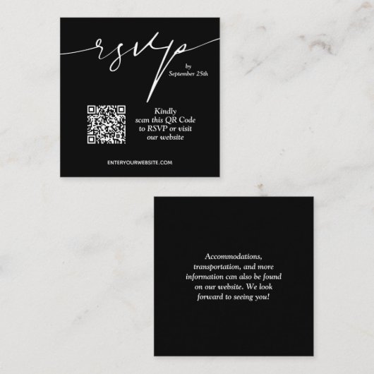 HochzeitQR-Code Schwarz/Weiß Begleitkarte (Vorne/Hinten)