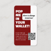 HochzeitRed White Scan Qr Code Foto Album Modern Visitenkarte (Vorderseite)