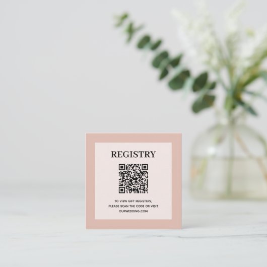 Hochzeitregister QR Code Dusty Pink Begleitkarte (Stehend Vorderseite)