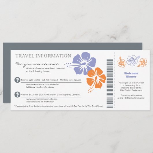 Hochzeitreise Info Boarding Pass Einladung (Vorne/Hinten)