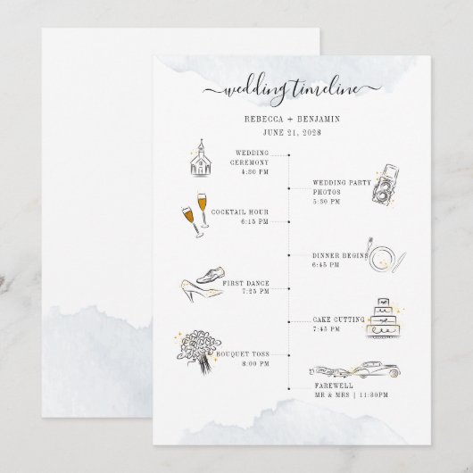 Hochzeitreise - Modernes Ikonenprogramm Einladung (Vorne/Hinten)