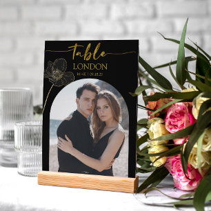 Hochzeitreise Reiseziel Foto & Name Black Gold Tischnummer