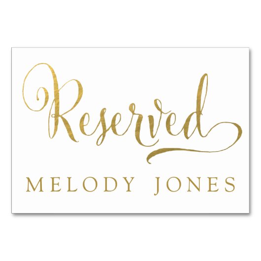 Hochzeitreservierte Platzkarten Gold Personalisier Tischnummer (Vorderseite)