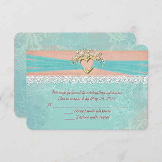 Hochzeitromanische UAWG RSVP Karte (Vorne/Hinten)