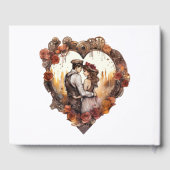 Hochzeitromantisches Steampunkherz-Paar Gästebuch (Rückseite)