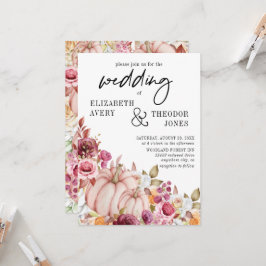 Hochzeitrosa Burgund Autumn Pumpkin Floral Invit Einladung