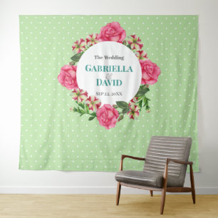 Hochzeitrosa Rose Rot Weißer Petunia Polka Dots Wandteppich
