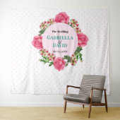 Hochzeitrosa Rose Rot Weißer Petunia Polka Dots Wandteppich (Beispiel (Horizontal))