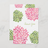 Hochzeitrosa und Grün Vielen Dank, dass Sie Leinen Einladung (Vorne/Hinten)