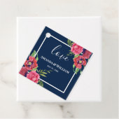 Hochzeitrote und rosa Blume Dunkle Marine Geschenkanhänger (Beispiel)