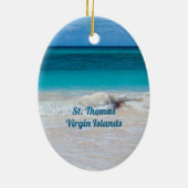Hochzeits-Andenken-Foto-Ornament am Strand Keramikornament (Hinten)