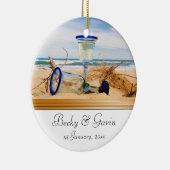 Hochzeits-Andenken-Strand-Hochzeit Keramik Ornament (Rechts)