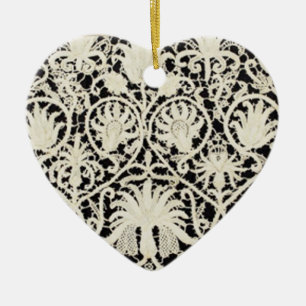Hochzeits-Antik-Spitzen-Leinen-Weiß-Klassisch-Hübs Keramik Ornament