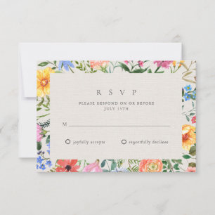 Hochzeits-Antwort Botanischer Garten Wildblumen RSVP Karte