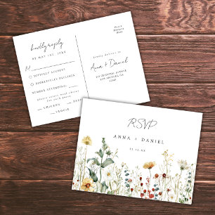 Hochzeits-Antwort für Sommer-Wildblumenfeld Postkarte