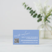 Hochzeits-Antwort online QR-Code Periwinkelblau Begleitkarte (Stehend Vorderseite)