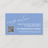Hochzeits-Antwort online QR-Code Periwinkelblau Begleitkarte (Vorderseite)