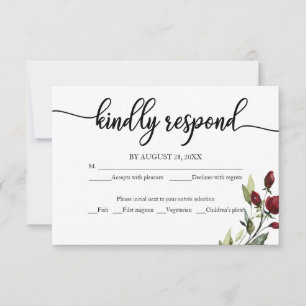 Hochzeits-Antwortkarte Burgunder Blumenmuster RSVP Karte