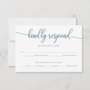 Hochzeits-Antwortkarte Dusty Blue Kalligrafie RSVP Karte