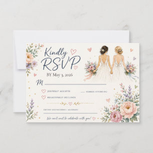 Hochzeits-Antwortkarte für zwei Bräute RSVP Karte