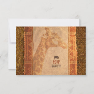 Hochzeits-Antwortkarte Giraffe Afrikanische Safari RSVP Karte
