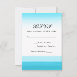 Hochzeits-Antwortkarte mit hellblauer Wasserfarbe RSVP Karte