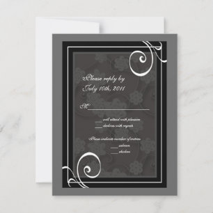 Hochzeits-Antwortkarte Schwarz & Weiß RSVP Karte