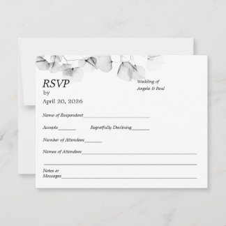Hochzeits-Antwortkarte Soft Leaf Blätter RSVP Karte