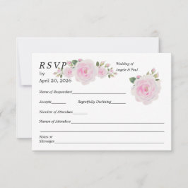 Hochzeits-Antwortkarte Soft Pink Rosen RSVP Karte