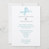 Hochzeits-Aqua-Türkis-Seepferdestrand-Einladung Einladung (Rückseite)