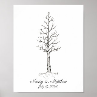 Hochzeits-Aspen-Fingerabdruck-Baumplakat Poster