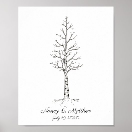 Hochzeits-Aspen-Fingerabdruck-Baumplakat Poster (Vorne)