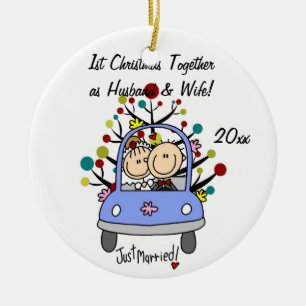 Hochzeits-Auto-1. Weihnachtspersonalisierte Keramikornament
