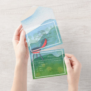 Hochzeits-Barbecue-Aquarell-Szenerie All In One Einladung