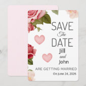Hochzeits-Blumen-Herz-Save-the-Date-Karte (Vorne/Hinten)
