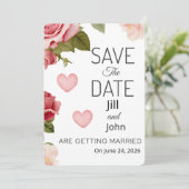 Hochzeits-Blumen-Herz-Save-the-Date-Karte (Stehend Vorderseite)