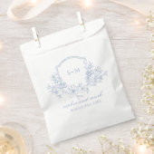 Hochzeits-Blumen-Kamm-Monogramm Staubblau Geschenktütchen (Ausgeschnitten)