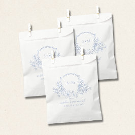 Hochzeits-Blumen-Kamm-Monogramm Staubblau Geschenktütchen
