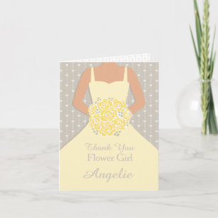 Hochzeits-Blumenmädchen-Gelbkleid danken Ihnen zu Dankeskarte