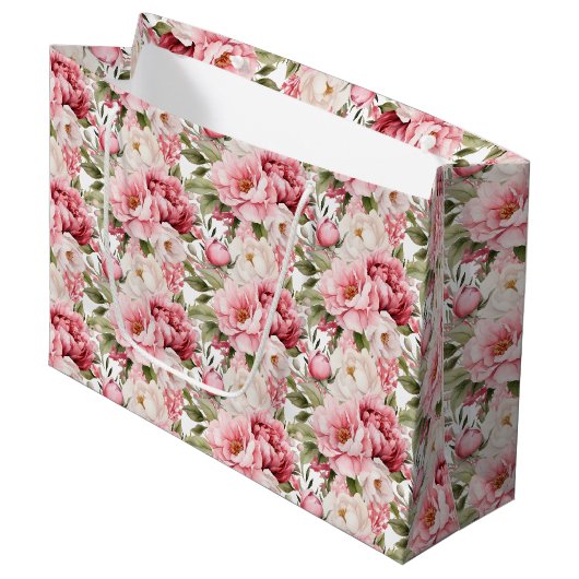 Hochzeits-Blumenprint Geschenktasche Große Geschenktüte (Vorderseite Schrägansicht)
