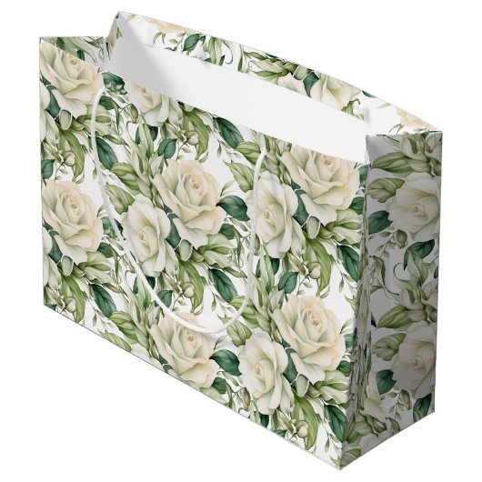 Hochzeits-Blumenprint Geschenktasche Große Geschenktüte (Rückseite Schrägansicht)