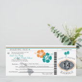 Hochzeits-Boarding-Durchlauf nach Hawaii Einladung (Stehend Vorderseite)