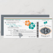 Hochzeits-Boarding-Durchlauf nach Hawaii Einladung (Vorne/Hinten)