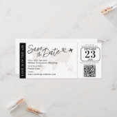 Hochzeits-Boarding-Pass-Save-The-Date mit QR-Code Karte (Vorderseite/Rückseite Beispiel)