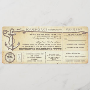 Hochzeits-Boardingpass - Vintage-Tickets mit RSVP Einladung