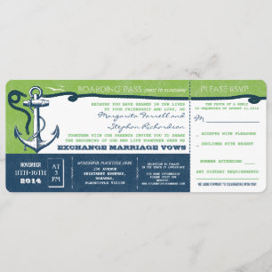 Hochzeits-Boardingpass-vintage Tickets mit RSVP Einladung