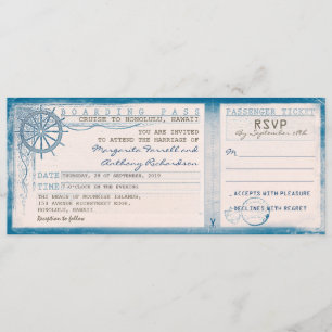 Hochzeits-Boardingpass - Vintage-Tickets mit RSVP Einladung