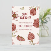 Hochzeits-Botanik-Illustration zum Datum speichern Save The Date (Stehend Vorderseite)